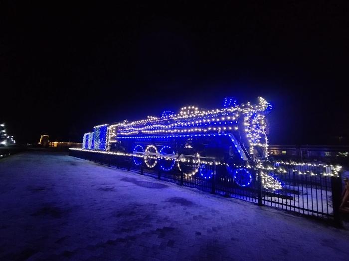 Steam train outside Jasper train station