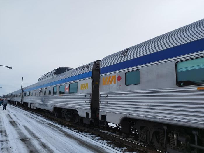 Stepping off the train at Sioux Lookout