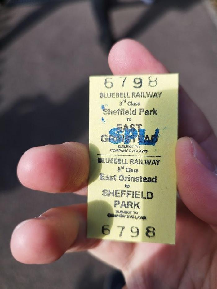 A ticket stub for the Bluebell Railway