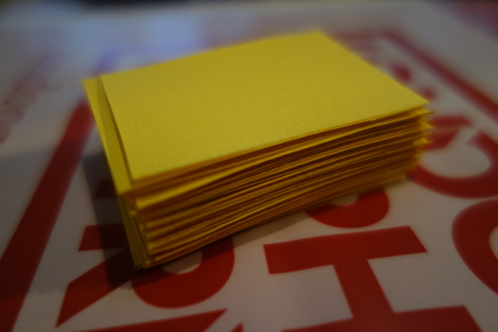 Stack of 1/32 cut yellow paper