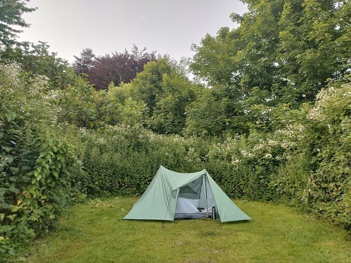 Pitched tent at Sustainability Centre