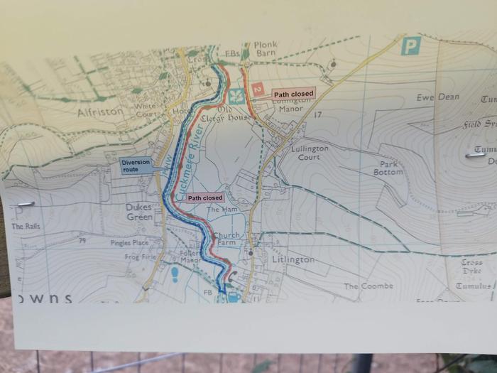 Diversion map at Cuckmere River